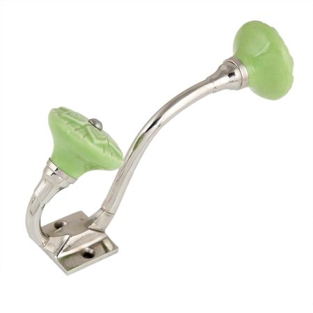 Green Wheel Flower Ceramic Silver Iron Hook